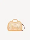Chloé Cage Leather-trimmed Studded Rubber Shoulder Bag In Brown