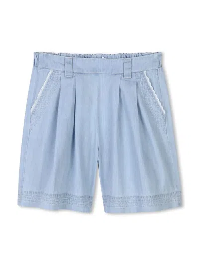Chloé Kids' Organic-cotton Bermuda Shorts In Blue