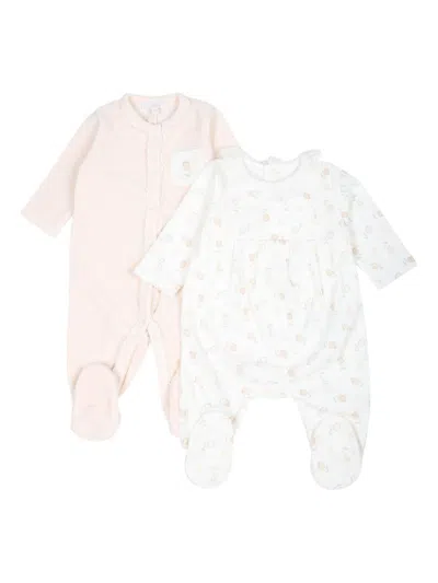 Chloé Babies' Organic Cotton Body (set Of Two) In White
