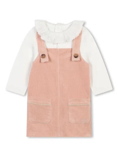 Chloé Babies' Organic Cotton Dress Set In Pink