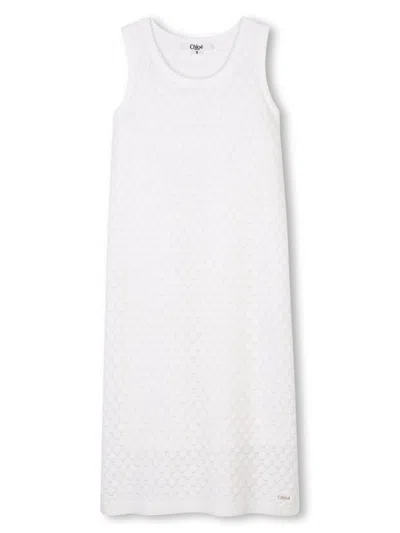 Chloé Kids' Organic-cotton Dress In White