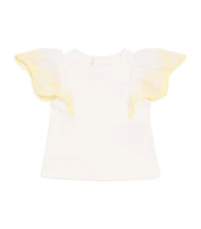 Chloé Kids' Organic Cotton Embroidered Blouse In White