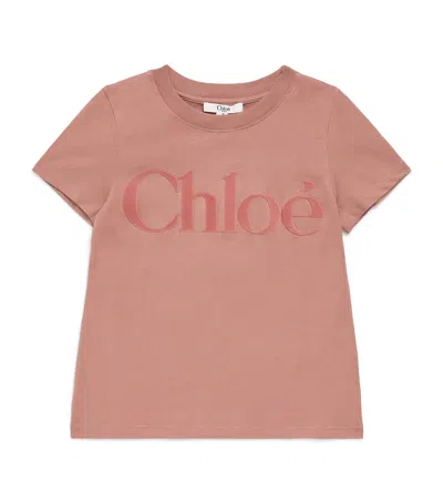 Chloé Kids' Organic Cotton Logo T-shirt In Pink
