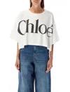 Chloé Logo Print Cropped T-shirt In White