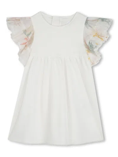 Chloé Babies' Organic Cotton Short Sleeve Dress In White