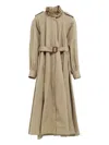Chloé Long Trench Coat With Stand-up Collar In Cotton Gabardine In Brown