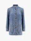 Chloé High-neck Gathered Jacket In Denim
