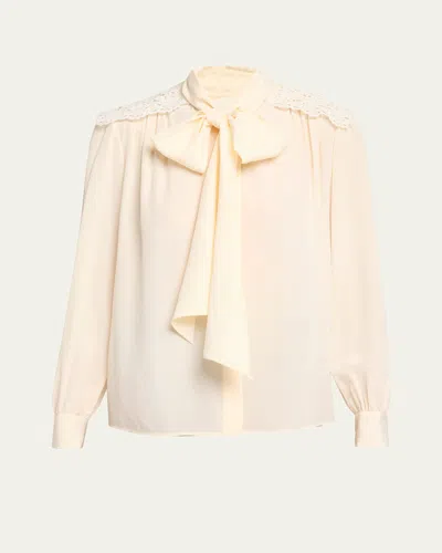 Chloé Organic Silk Crepe De Chine Blouse In White