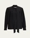 Chloé Organic Silk Crepe De Chine Neck-scarf Blouse In Black