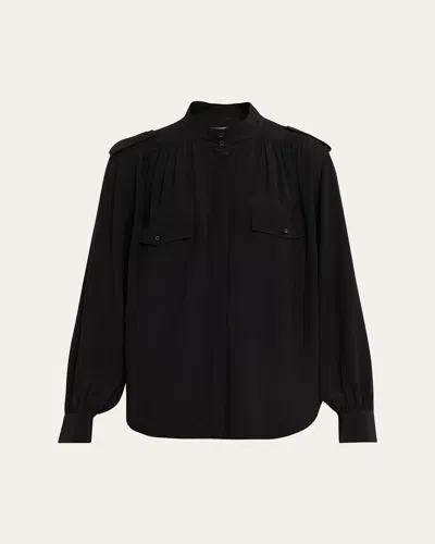 Chloé Organic Silk Crepe De Chine Top In Black