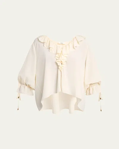 Chloé Organic Silk Crepe De Chine Top In Black