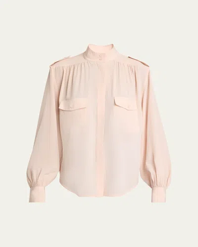 Chloé Organic Silk Crepe De Chine Top In Pink