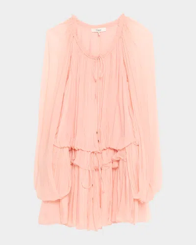 Chloé Organic Silk Crepe De Chine Top In Pink