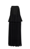 Chloé Open-back Embellished Tiered Silk-georgette Maxi Dress In Black