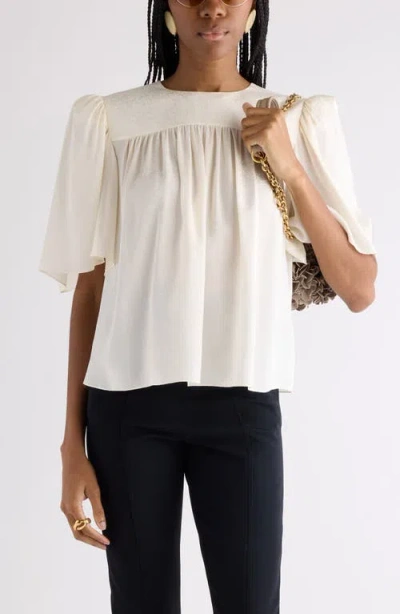 Chloé Organic Silk Jacquard Popover Top In White