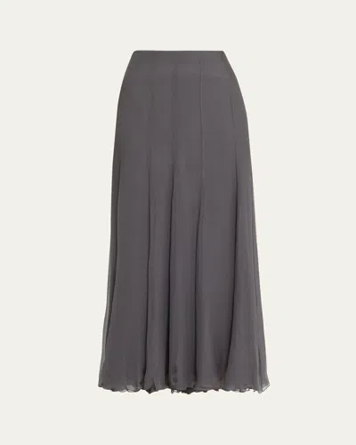 Chloé Organic Silk Mousseline Maxi Skirt In Gray