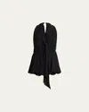 Chloé Tuta Con Scollo A V In Georgette Di Seta In Black