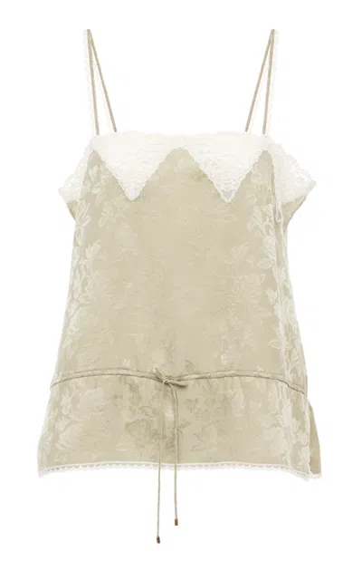 Chloé Organic-silk Rose-jacquard Top