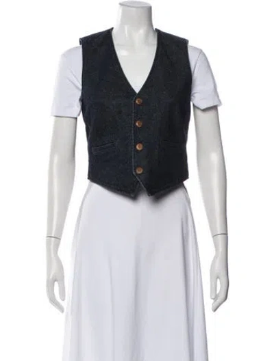 Pre-owned Chloé Ostrich Vest W/ Tags In Blue