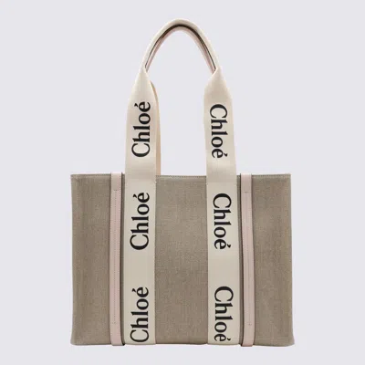 Chloé Woody Medium Canvas Tote In Blue