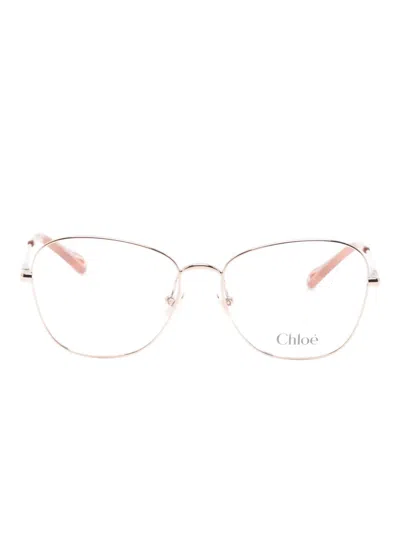 Chloé Oval-frame Glasses In Gold