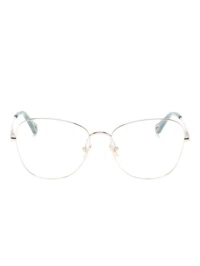 Chloé Oval-frame Glasses In Gold