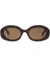 Chloé Oval-framed Sunglasses With Logo-lettering In Brown