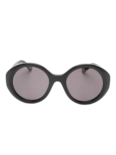 Chloé Oval-frame Sunglasses In Black