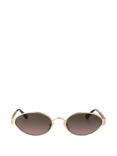 Chloé Oval-frame Sunglasses In Gold