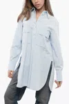 Chloé Over Embroidered Shirt With Button-down Collar In Blue
