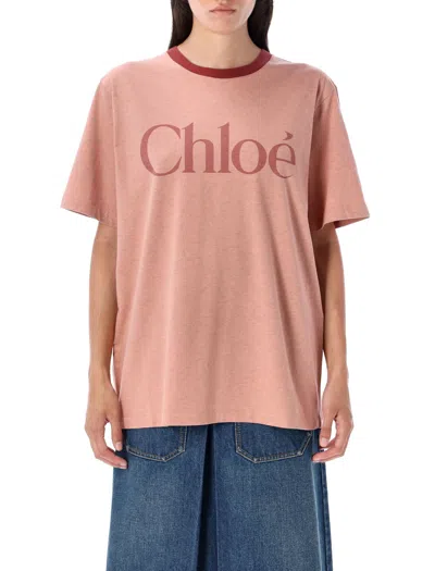 Chloé Over Tee Logo In Pink
