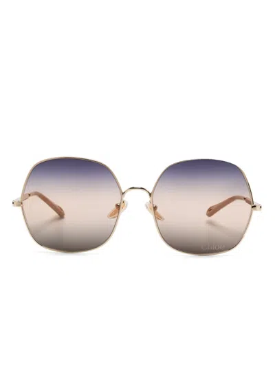 Chloé Oversize-frame Sunglasses In Gold