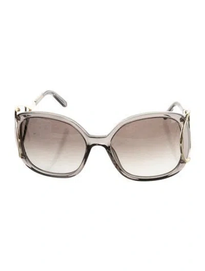 Pre-owned Chloé Oversize Gradient Sunglasses In Black