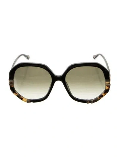 Pre-owned Chloé Oversize Gradient Sunglasses In Black