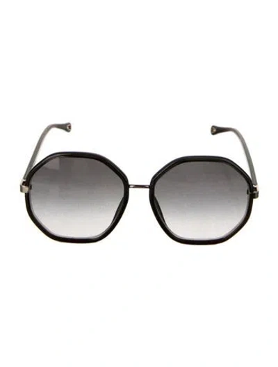 Pre-owned Chloé Oversize Gradient Sunglasses In Black