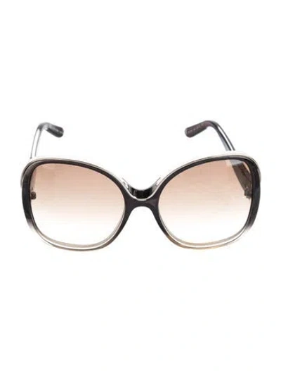 Pre-owned Chloé Oversize Gradient Sunglasses In Black