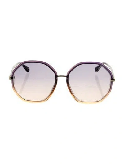 Pre-owned Chloé Oversize Gradient Sunglasses In Blue
