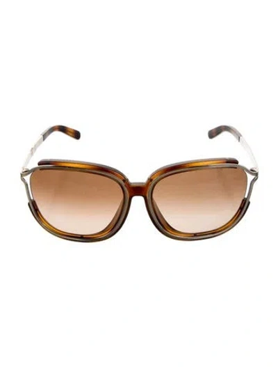 Pre-owned Chloé Oversize Gradient Sunglasses In Brown