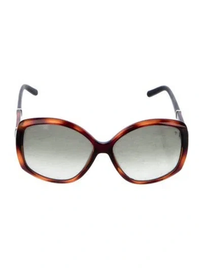 Pre-owned Chloé Oversize Gradient Sunglasses In Brown