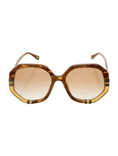 Pre-owned Chloé Oversize Gradient Sunglasses In Brown