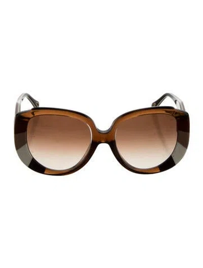 Pre-owned Chloé Oversize Gradient Sunglasses In Brown