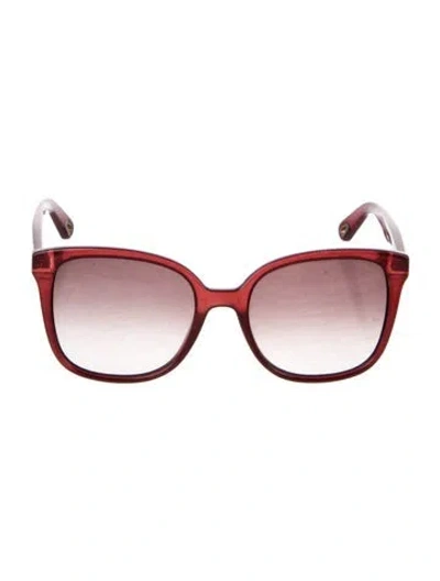 Pre-owned Chloé Oversize Gradient Sunglasses In Burgundy