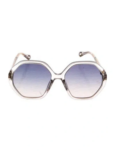 Pre-owned Chloé Oversize Gradient Sunglasses In Clear/grey