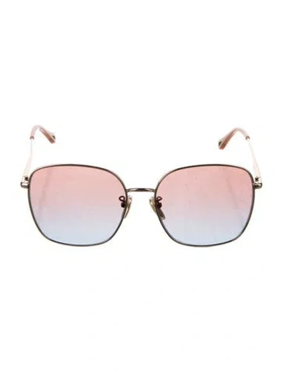Pre-owned Chloé Oversize Gradient Sunglasses In Gold
