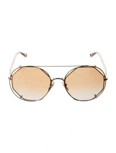Pre-owned Chloé Oversize Gradient Sunglasses In Gold