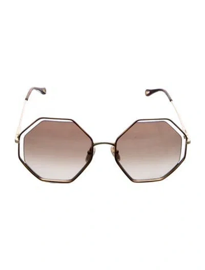 Pre-owned Chloé Oversize Gradient Sunglasses In Gold