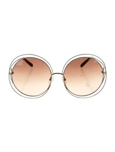 Pre-owned Chloé Oversize Gradient Sunglasses In Gold