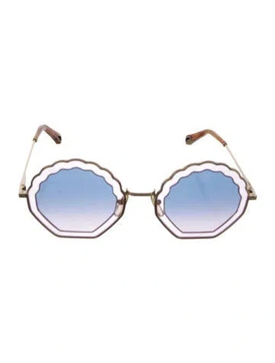 Pre-owned Chloé Oversize Gradient Sunglasses In Gold