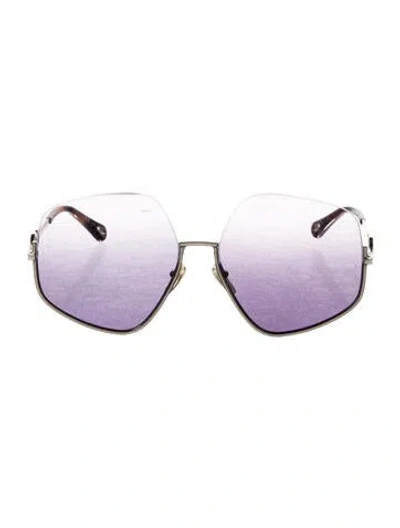 Pre-owned Chloé Oversize Gradient Sunglasses In Gold