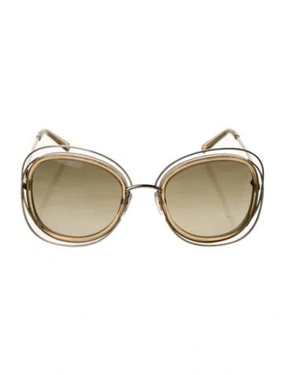 Pre-owned Chloé Oversize Gradient Sunglasses In Gold